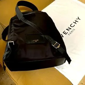 Givenchy Black Nylon Backpack. 16”h x 15”w x 6”d-1/2lb. Unavailable Everywhere! Essential U backpack in nylon - black in - black  main image 4